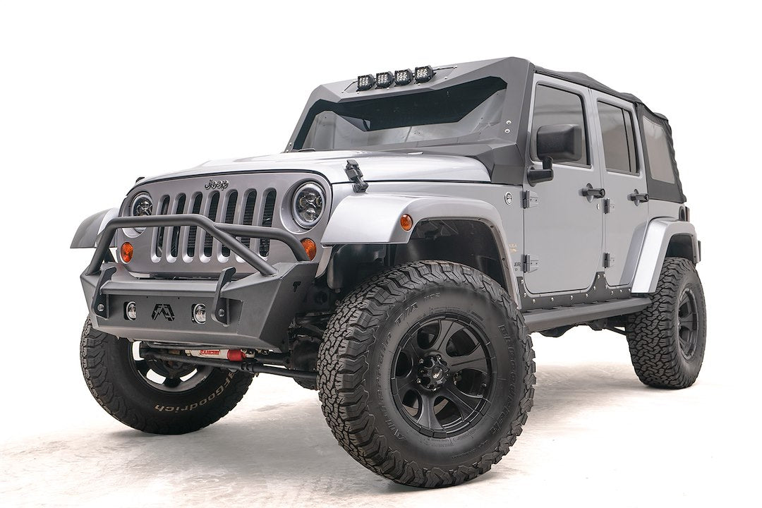 Product of Fab Fours JK07-B1952-1 Stubby Series Steel Powder Coated Bumper 