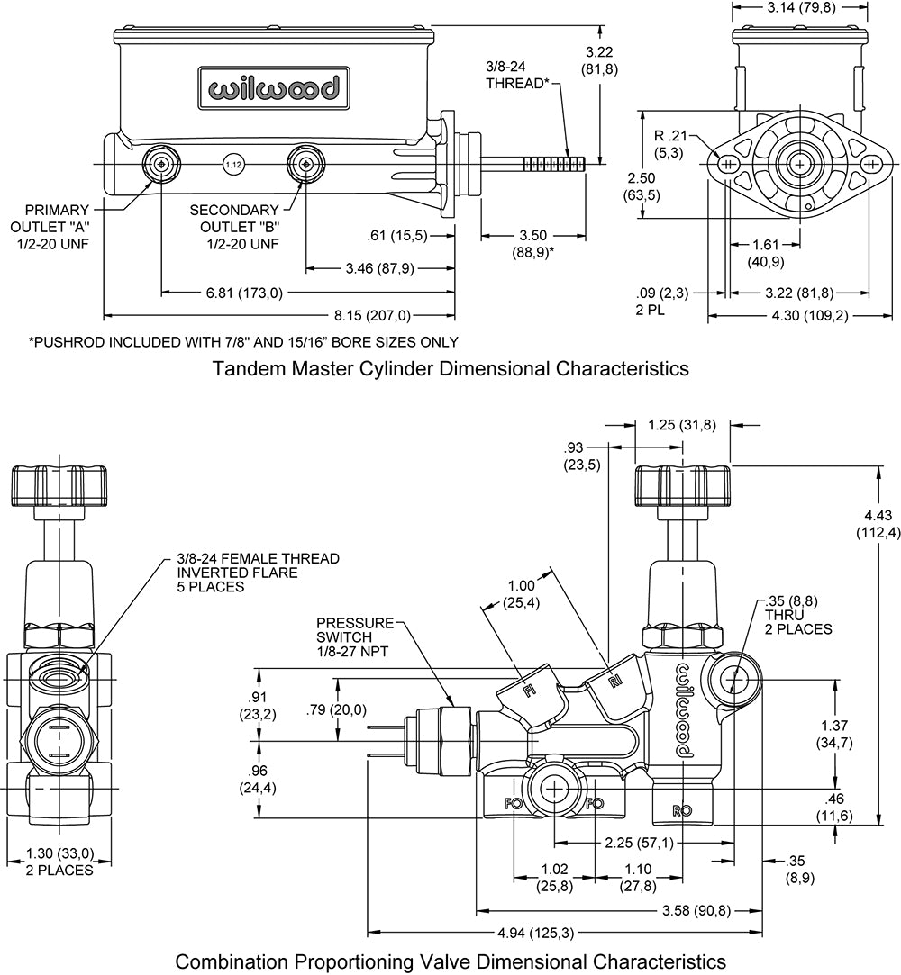 Wilwood Brakes 261-13270-Bk Brake Master Cylinder||||86||w6426113270bk||1925081