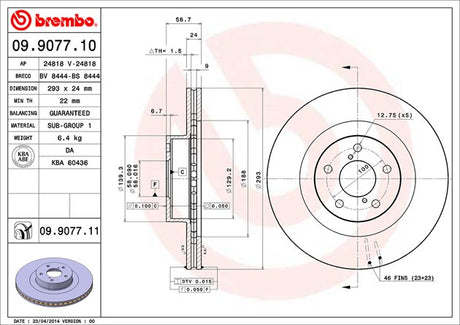 Product of Brembo 09907711C02 Vented 1 Piece Brake Rotor 