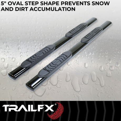 Product of TrailFX A7002B TFX 5" Oval Straight Side Bars Nerf Bar With Surface Steps 