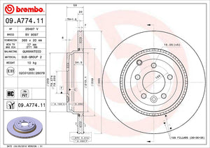 Product of Brembo 09A77411C02 Vented 1 Piece Brake Rotor 