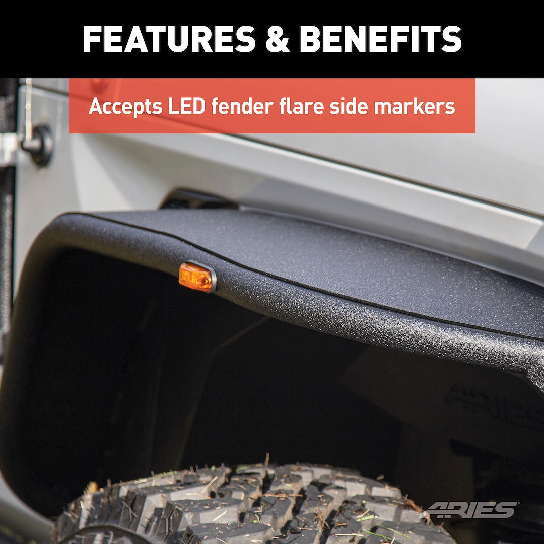 Product of Aries 1500203 Non-Exposed Fasteners Black Fender Flare - Set Of 2 