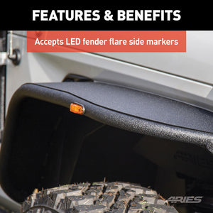 Product of Aries 1500203 Non-Exposed Fasteners Black Fender Flare - Set Of 2 