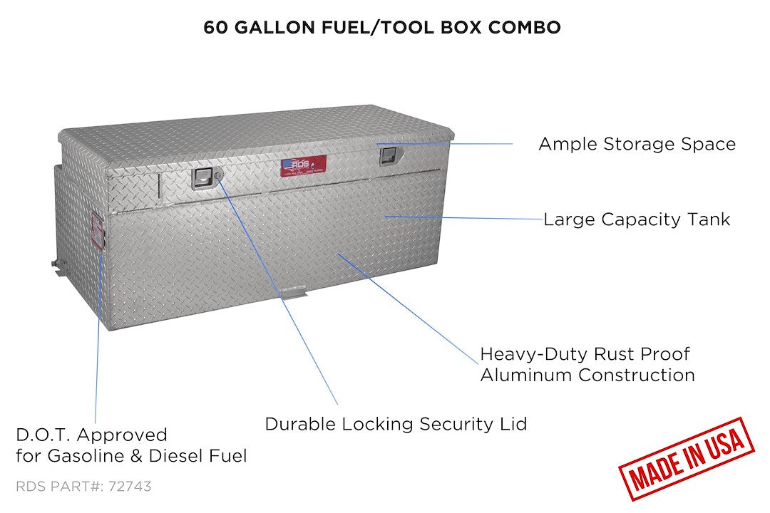 Product of RDS Tanks 72743 Rectangular 60 Gallon Auxiliary Fuel Tank 