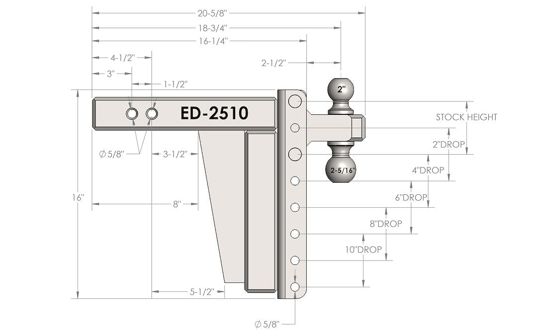 Product of Bulletproof Hitches ED2510 Receiver Trailer Hitch Ball Mount 