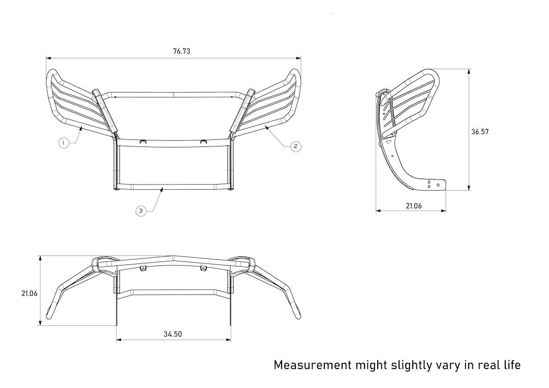 Product of Black Horse Offroad 17D502MA Grille Guard Modular Black Powder Coated 