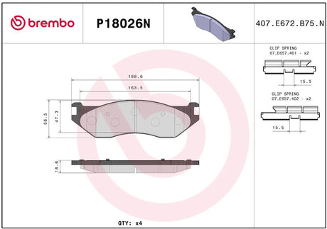 Brembo P18026n Brake Pad||p18026n_R.Jpg||86||brmp18026n||2091666