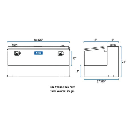 Product of UWS TT-75-COMBO Diesel Liquid Transfer Tank 75 Gallon Rectangular 