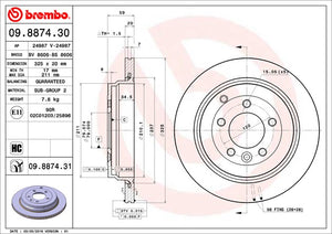 Product of Brembo 09887431C02 Vented 1 Piece Brake Rotor 