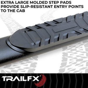 Product of TrailFX A1017B TFX 4" Oval Tube Side Steps Nerf Bar With Surface Steps 