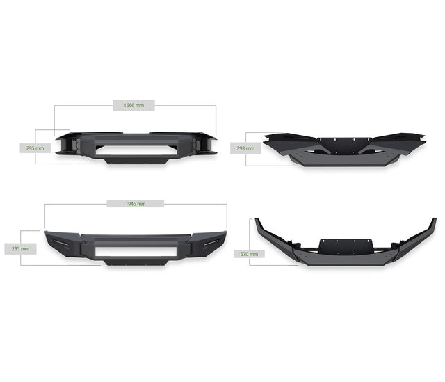 Product of Black Horse Offroad AFB-RA14-BU Armour II Steel Matte Powder Coated Bumper 
