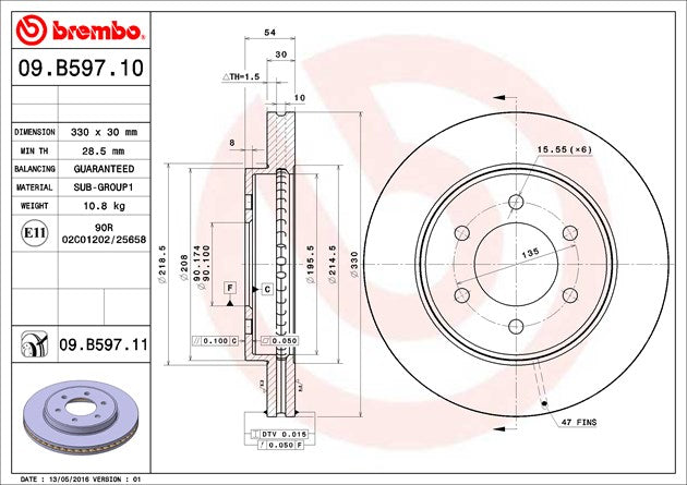 Product of Brembo 09B59711C02 Vented 1 Piece Brake Rotor 