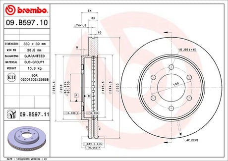 Product of Brembo 09B59711C02 Vented 1 Piece Brake Rotor 