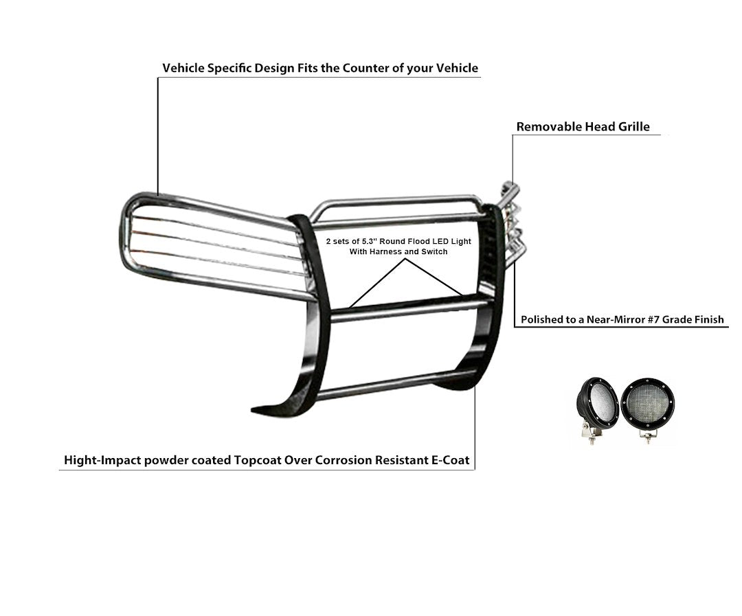 Product of Black Horse Offroad 17GD26MSS-PLFB Grille Guard  