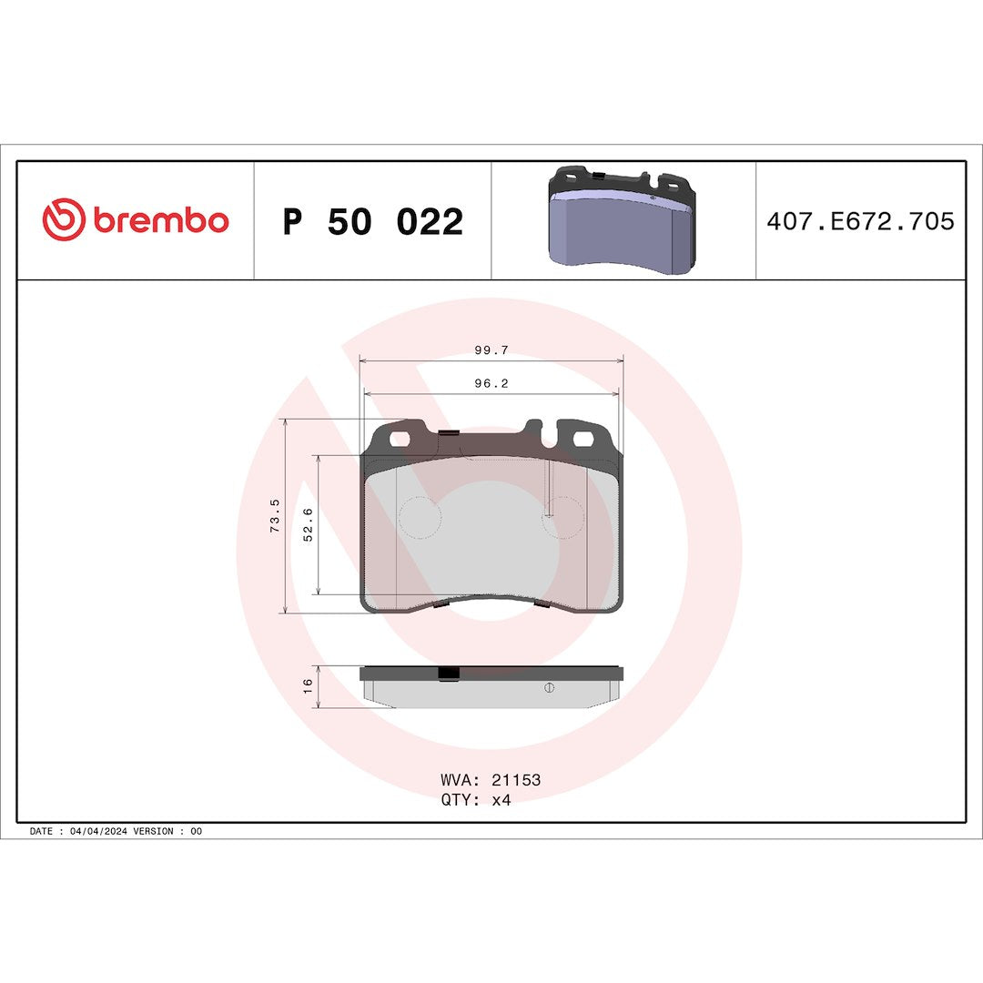 Brembo P50022 Brake Pad||p50022_Drw.Jpg||88||brmp50022||1753343