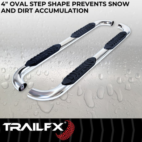 Product of TrailFX A1019S TFX 4" Oval Tube Side Steps Nerf Bar With Surface Steps 