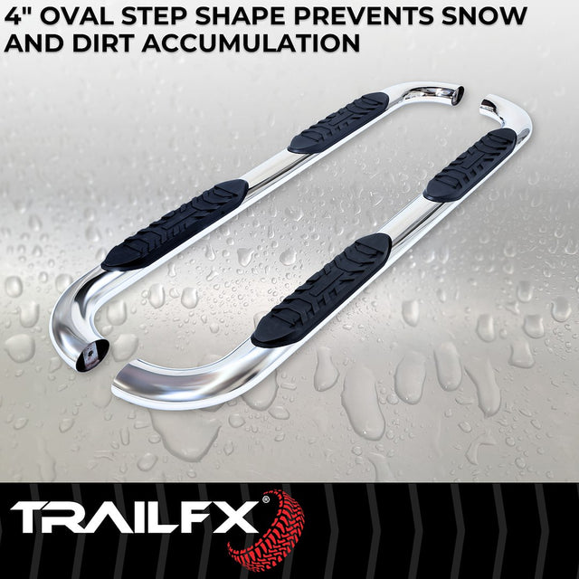 Product of TrailFX A1019S TFX 4" Oval Tube Side Steps Nerf Bar With Surface Steps 