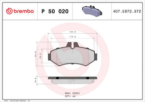 Product of Brembo P50020 Brake Pad - Set Of 4 