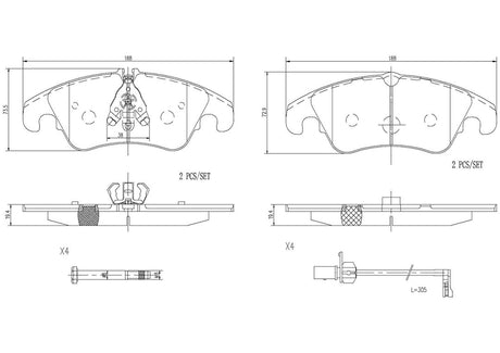 Product of Brembo P85145N Brake Pad - Set Of 4 