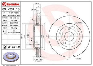Product of Brembo 09N23411C02 Vented 1 Piece Brake Rotor 