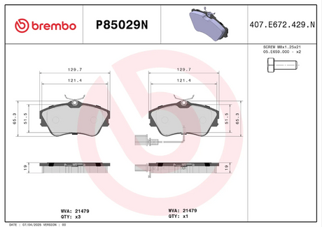 Brembo P85029n Brake Pad||p85029n_1.Png||86||brmp85029n||2104698