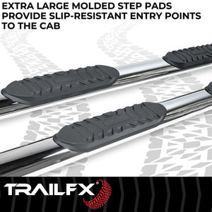 Product of TrailFX A1537S TFX 4" Oval Tube Side Steps Nerf Bar With Surface Steps 