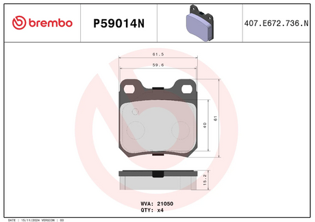 Brembo P59014n Brake Pad||p59014n_1.Png||86||brmp59014n||2104659