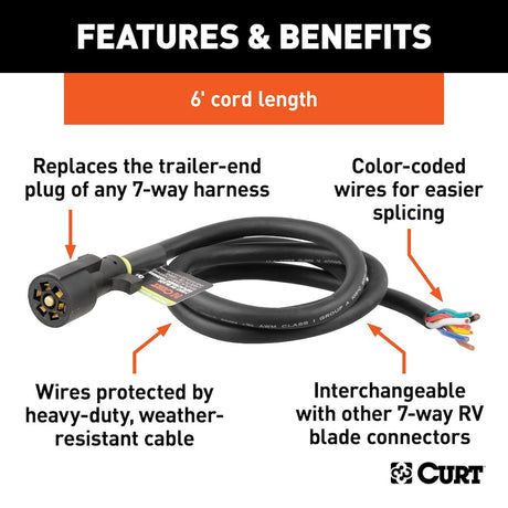 Product of CURT 56601 Trailer End 7 Blade Trailer Wiring Connector 