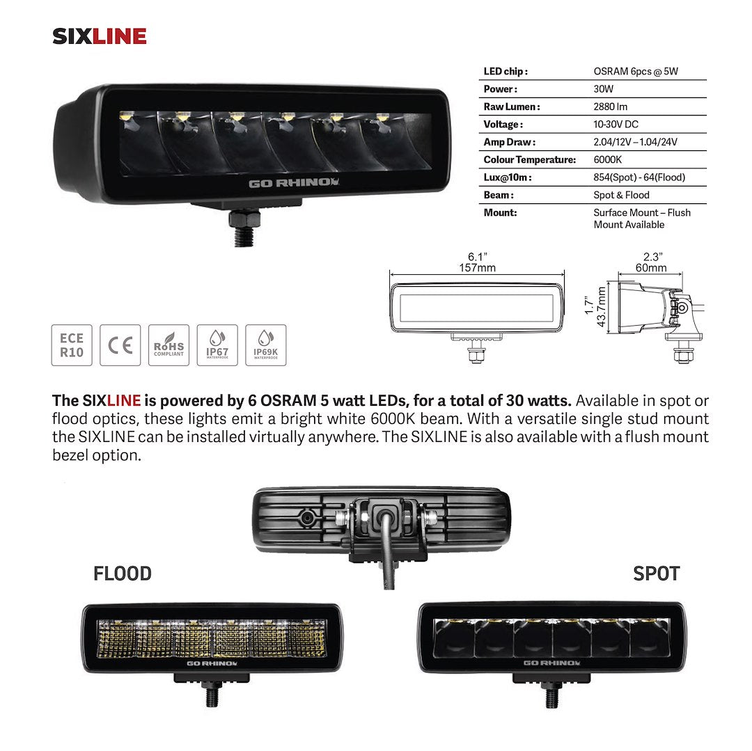 Go Rhino 750300621sbs Driving/ Fog Light||blackout Six Line.Jpg||91||g260300621sbs||1176826