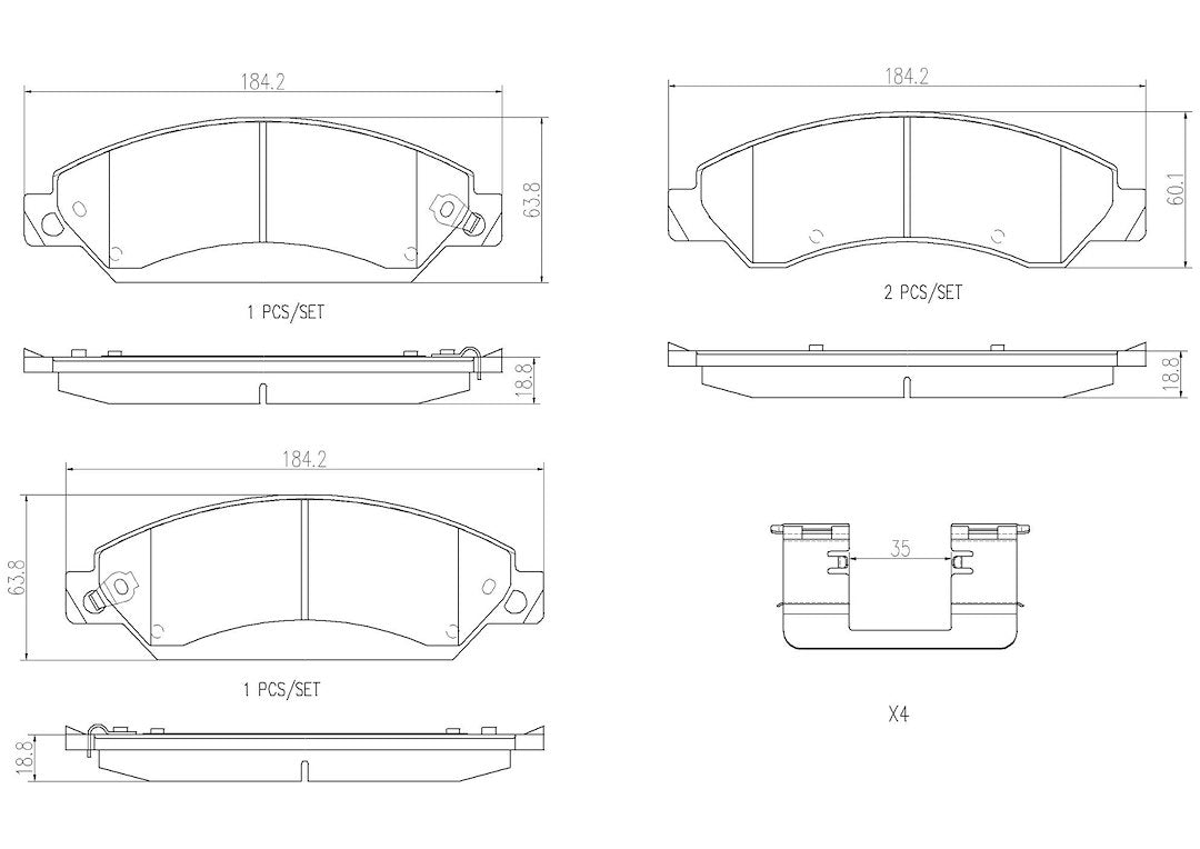 Product of Brembo P10034N Brake Pad - Set Of 4 