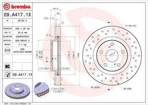 Product of Brembo 09A4171XC02 Xtra Vented Cross Drilled 1 Piece Brake Rotor 