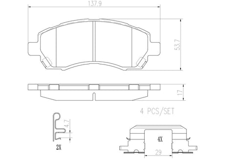 Product of Brembo P78009N Brake Pad - Set Of 4 