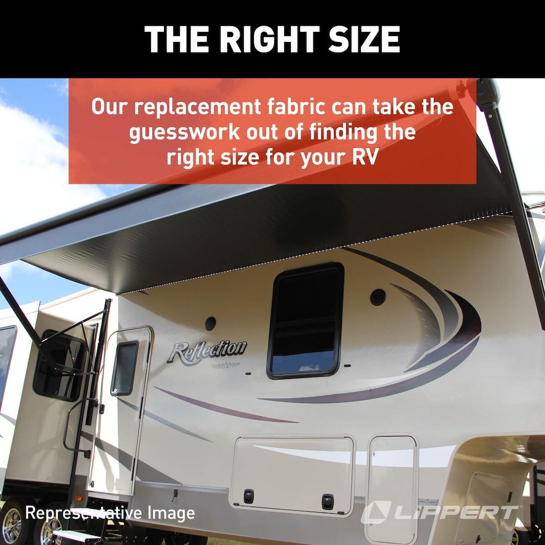 Product of Lippert Components 432253 Black/ Gray/ Silver RV Patio Anti-Scuff/ Anti-Mildew Fabric Awning Fabric 