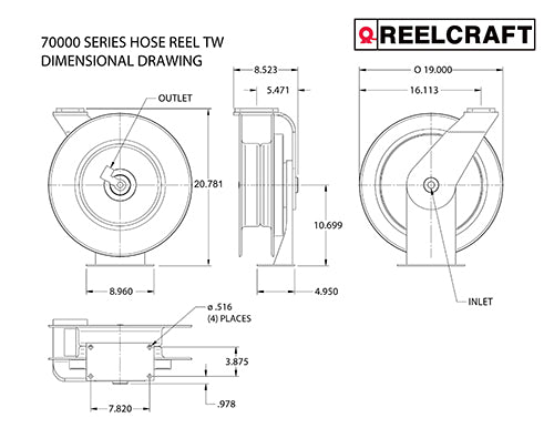 Reelcraft Sales Pwd76075 Ohp Hose Reel||||86||reepwd76075oh||1915756