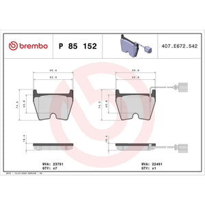 Brembo P85152 Brake Pad||p85152_Drw.Jpg||87||brmp85152||1754772