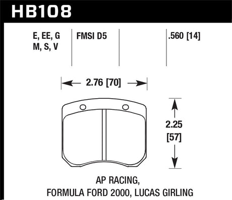 Hawk Performance Hb180b.560 Brake Pad||hb108.Jpg||86||h27hb180b560||1278297