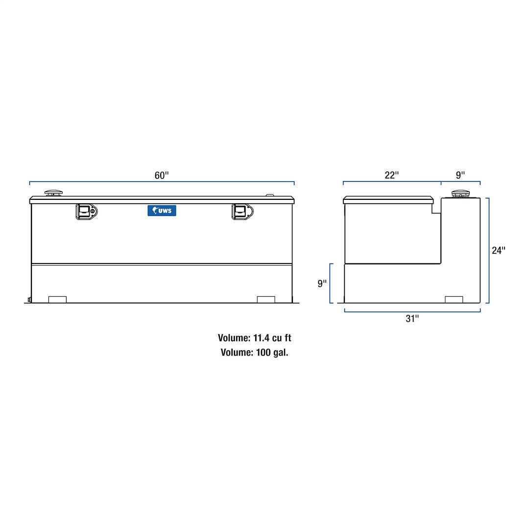 Product of UWS ST-100-COMBO-MB Diesel Liquid Transfer Tank 100 Gallon Rectangular 