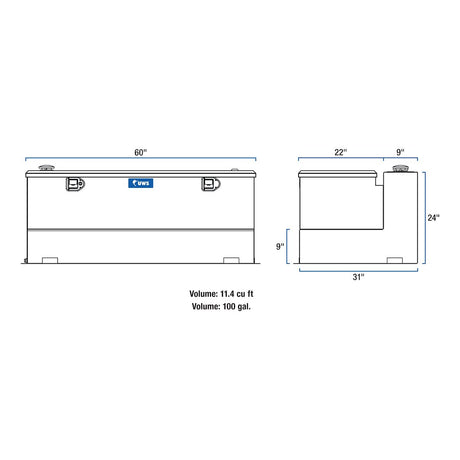 Product of UWS ST-100-COMBO-MB Diesel Liquid Transfer Tank 100 Gallon Rectangular 