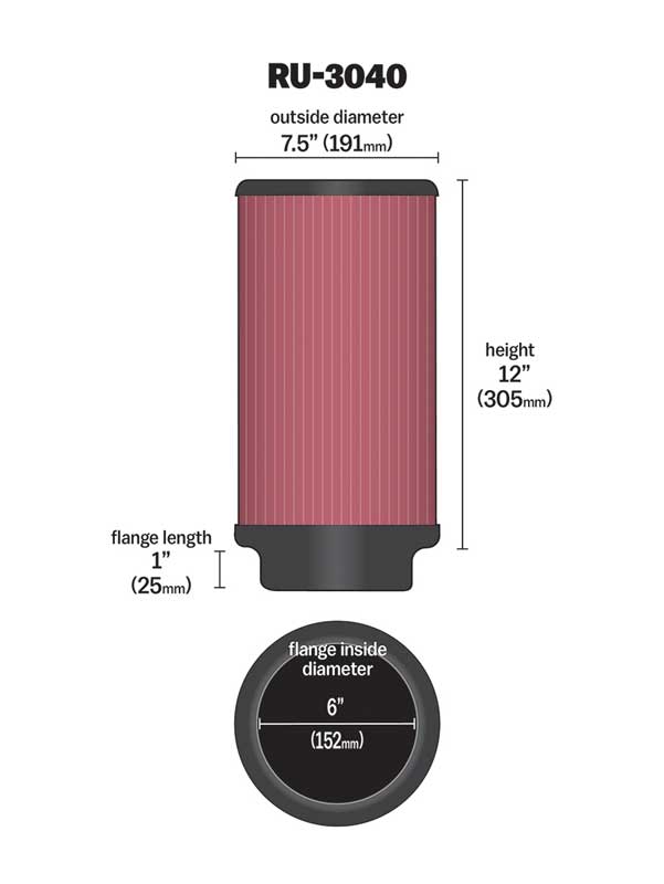 K & N Filters Ru-3040 Air Filter||ru-3040_Dim.Jpg||87||k33ru3040||2255141