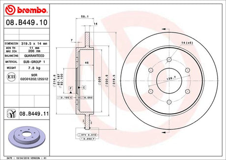 Product of Brembo 08B44911C02 Solid 1 Piece Brake Rotor 