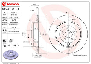 Product of Brembo 09A19821C02 Vented 1 Piece Brake Rotor 