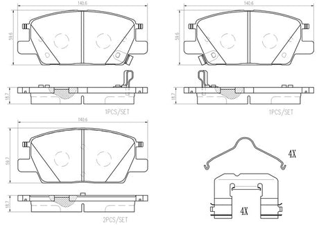 Product of Brembo P07016N Brake Pad - Set Of 4 