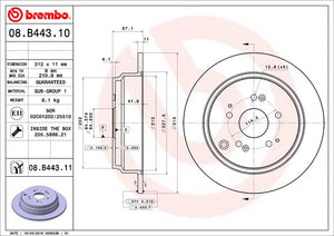 Product of Brembo 08B44311C02 Solid 1 Piece Brake Rotor 