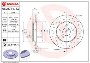 Product of Brembo 0897341XC02 Xtra Solid Cross Drilled 1 Piece Brake Rotor 