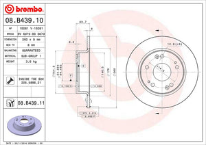 Product of Brembo 08B43911C02 Solid 1 Piece Brake Rotor 