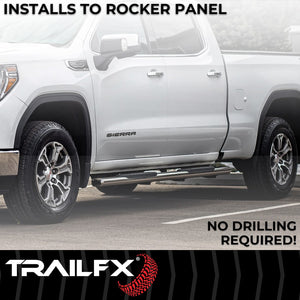 Product of TrailFX A7010S TFX 5" Oval Straight Side Bars Nerf Bar With Surface Steps 