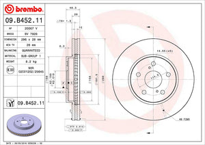 Product of Brembo 09B45211C02 Vented 1 Piece Brake Rotor 