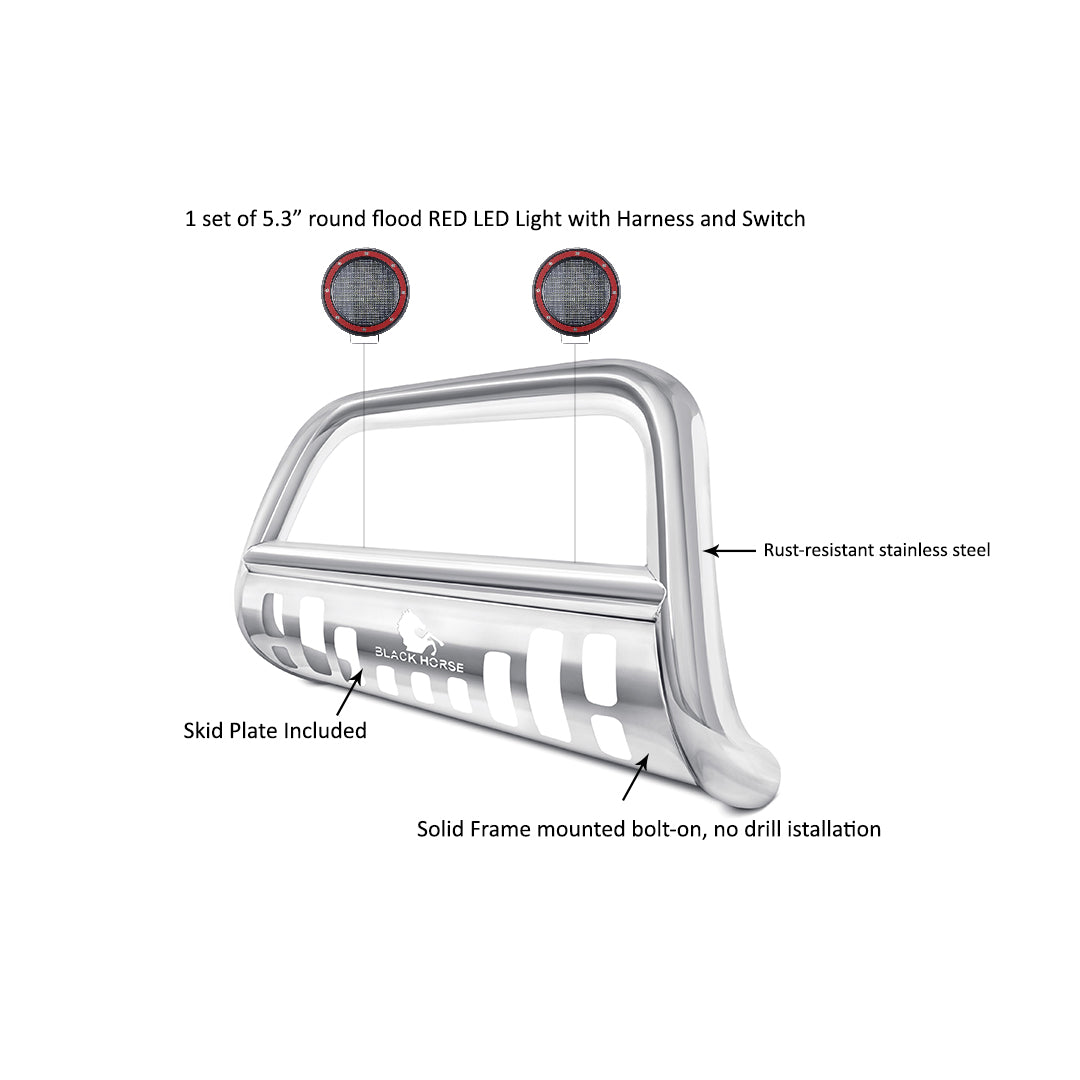 Product of Black Horse Offroad BBFOTR-SP-PLFR Bull Bar  with skid plate 