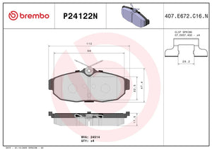 Brembo P24122n Brake Pad||p24122n_1.Jpg||86||brmp24122n||2104554