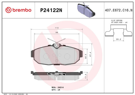 Brembo P24122n Brake Pad||p24122n_1.Jpg||86||brmp24122n||2104554